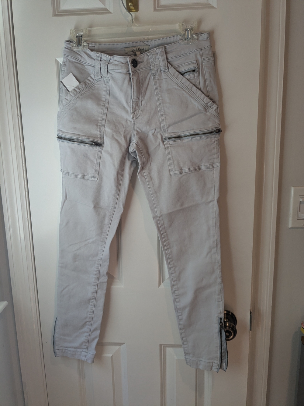 Joie Light Blue Skinny Cargo Jeans with Zipper Pockets